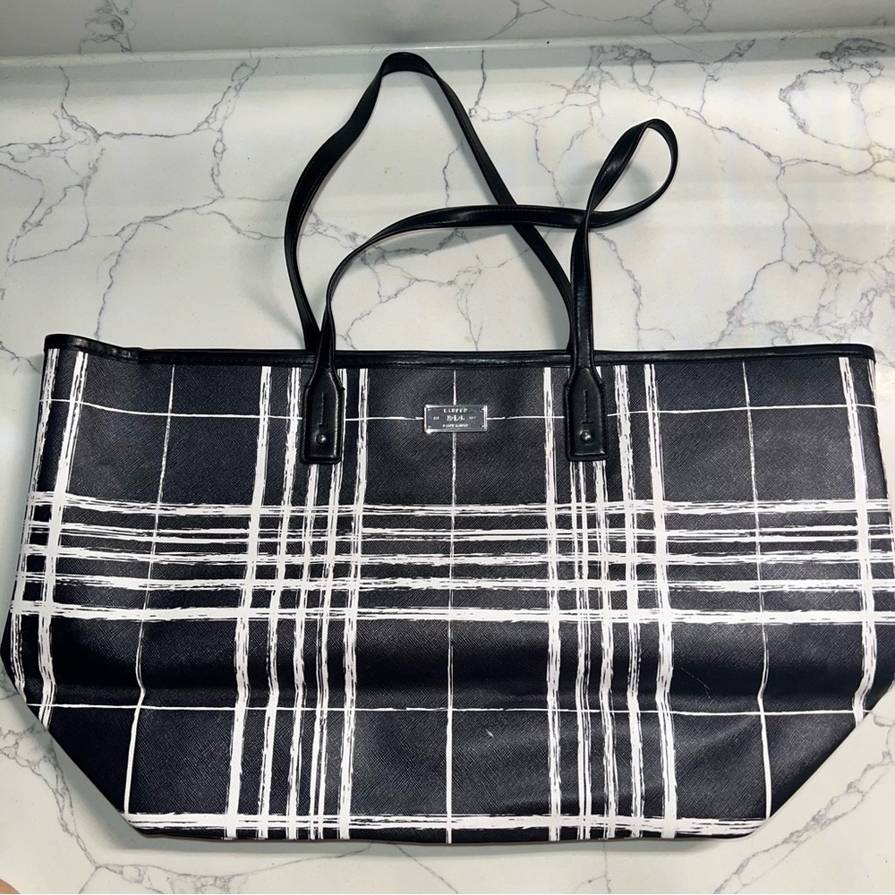 Lauren Ralph Lauren Black and White Large Tote